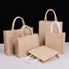 Opbergzakken 1pc Draagbare Jute Herbruikbare Tote Winkelen Tas Grocery Organizer Pouch Eco Vriendschappelijke Jute Grote Capaciteit Handtas