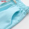 Tangada Mulheres Candy Cor Cotton Shorts Bow Strethy Cintura Bolsos Feminino Retro Básico Casual Shorts Pantalones 4A4 210609