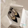 Kadın sandalet Gelinlik yüksek topuklu ayakkabılar Kristal Süsleme ile Siyah Süet stiletto pompalar ilkbahar yaz sandalet sivri burun lüks tasarım