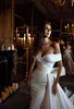 Элегантный атлас 2022 русалка свадебные платья с съемным поездом свадебные платья из бисера с плечами Vestido de Novia