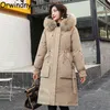 Orwindny Thick Warm Parkas Fur Lining Snow Wear Jackets Women Hooded Big Pockets Padded Coat Outwear Plus Size S-4XL Clothing 211216