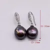 Pearl drop earrings, unique baroque black pearls, 925 sterling silver women's pearl free 210625