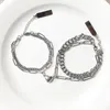 Link Chain Metal Cuba Love Magneet Distance Paar Bracelets Multi-laags roestvrij staal hartvormige charm cadeau Trum22