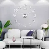 DIY 12V Cyfrowy Duży Zegarek Ścienny Home Decoration Lustro Zegar Zegar Naklejki Winylowy Nowoczesny Zegar Design na ścianie do salonu 210325