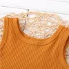 Odzież dziecięca Toddler Dziewczyny Bez Rękawów Solid Pit Strip Camisole Suspender Kamizelki Topy + Ruffles Spodenki Karustewa Stroje 2szt Zestaw ZZe4980