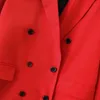 Женская куртка Повседневная темперамент с двубортным красным Длинным костюмом Мода Дамы Blazer Осенняя Женская Одежда 210527