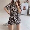 Été Chic Animal imprimé vêtements de nuit femmes léopard filles vêtements de nuit tout Match ample Homewear pyjamas ensembles 210525