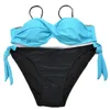 2 stycken uppsättning push-up baddräkt bikini thong sexiga kvinnor strand swimwear beachwear tjej sommar 210621