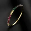 Bangle Gold Filled Baguette Cubic Zirconia Armband For Women Men Luxury Jewelry Rainbow CZ Gorgeous Trendy Girls Gift228U