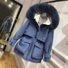 Women's Down & Parkas FTLZZ Winter White Duck Jacket Women Large Natural Fur Hooded Snow Coat Casual Loose Thick Sash Tie Up Luci22