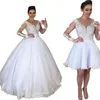Detachable Skirt A Line Wedding Dress Vestido Noiva With Long Sleeve 2 in 1 Wedding Dresses 2022 Pearls Ball Bride Gowns Robe De Mariee Plus Size custom made