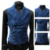 Men's Vests Casual Men Waistcoat Mens Suit Vest Groomsmen Business Stand Collar Solid Color Double Breasted Slim For Working Stra22