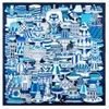 2021 90cm Bord Roulé À La Main Foulard Châle Soie Top Satin Écharpes Cou Foulard Femme À La Main Bleu Double Face Bandana Taille Classique Foulards Mouchoir