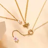 New Hotsale Jewelry 316L Stainls Steel Three Layer Necklace Bee Flower Pendant Necklace For Women