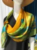 オレンジ色のスカーフレットロットマルベリーシルクスカーフスカーフスカーフ秋のスタイルウエスタンファッション抽象シルクスカーフショール1014278