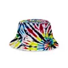 25 styles tie dye seau chapeau casquettes unisexe dégradé chapeau de soleil avec haut plat mode extérieur hip-hop casquette enfants plage soleil chapeaux