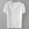 T shirt Mężczyźni Lato Krótki Rękaw Bawełniana Pościel Casual Tshirt Dla Męski List Drukowanie Tees Azjatycki Rozmiar M-XXXL 210601