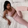 2020 Kabarık Loungewear Kadınlar Seksi 2 ADET Kürk Suit Yumuşak Kazak Örme Takım Elbise Rahat Salon Ev Tekstili Kıyafetler Pijama Tanımlanmamış Set Y0625