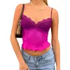 S-l Ladies Summer Sexy Midriff Camisole Girls Casual Lace Decoration V-deterne Perspective Rleeveless Baza T-shirt Slim Top Top Women's Tank