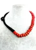 Wedding Woman Jewelry Choker Necklace 14mm Natural Red Coral Bead Exaggerate Handmade Charm