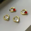 Paris Love Gem Earrings Gold-Plated High-End Stud Temperament Exquisite Small Fashion Trendy Retro Jewelry Accessories