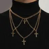 Wgoud Gothic Punk Cross Pendant Choker Necklace For Women Men Exaggerated Hip Hop Vintage Short Chains Collar Club Jewelry Gift G1206