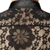 Hommes Sexy Voir à Travers Noir Dentelle Chemise Slim Fit À Manches Longues Résille Clubwear Chemise Hommes Fleur Broderie Transparent Sheer Tops 210522