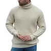 Pulls pour hommes 2021 automne décontracté pulls tricotés dessus de chemise hommes lâche streetwear mode couleur unie à manches longues col roulé