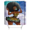 Duschdraperi Creative Digital Printing Afro African Girl Waterproof Shower Curtain Polyester Tyg Badrum Drain Set8956662