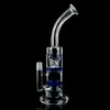 3mm 4mm dikke kam turbine schijf perc waterpijpen 10 inch buizen 18mm mannelijke gezamenlijke waterpijp helder blauw glas bong olie dab rigs