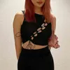 Women Crop Top Tanks Lace Up Cross Ribbed Hollow Out Bodycon Sexy Streetwear Spring Solid Tops Party Club Y2K Clothing 210517