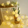 Brillant Rose Fleur Décoratif Guirlande Batterie Cuivre LED Fée Guirlande Lumineuse Pour Noël Décoration De Mariage Événement De Fête 10 PCS