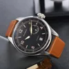 48mm Automatic Men's Wristwatch Power-reserve Display Black Dial Auto Date 2C30 Movement Big Face Leather Strap Wristwatches