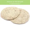 Mats almofadas 6 pacote 11.8 polegadas redonda handmade handmade palha de milho tecida placemat trançado rattan rattan coasters mesa mesa de mesa resistente ao calor