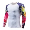 Трикотажные изделия для бега Мужская спортивная одежда для фитнеса Рубашки с длинными рукавами Быстросохнущие влагостойкие колготки с цветами на открытом воздухе Футболка Компресс