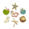 20 unids/lote accesorios de joyería esmalte estrella de mar concha océano pájaro broche pin