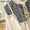 Gaganight, blusa Vintage para mujer, camisa corta sólida de manga larga, blusas de oficina para mujer con chal Floral, camisas de moda, prendas de vestir coreanas 210323