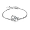 Silver Double Ring Bracelet Adjustable Senior French Port Wind Girls Elegant Temperament OL Languid Lazy Good Bangle