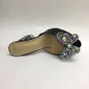 Vrouwen Patent echte dames lederen Rhinestone Hoge Heels Sandalen Zomer Flop Flops Slipper Slip op trouwjurkschoen