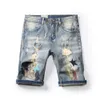 High-quality vintage embroidery Men Ripped Short Jeans Hollow Out Bermuda Summer Vintage Distressed Hole Cowboys Denim Shorts X0628