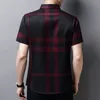 Plaid Shirt Men High Quality Silk Summer Short sleeve Casual Shirts Slim Fit Camisa Masculina Drop C748 220301