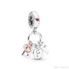 Подлинное S925 Стерлинговое серебро Fit Pandora Macaron Butterfly Butterfly Подвеска Классический Бисер Любовь Сердце Синий Бирюзовый Кристыр Очарование Для Браслета DIY Бусины Чари