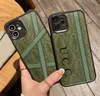 Marque Vert Designer Mode Téléphone Cas Pour Iphone 12 Pro Max 12 MINI 11 XR XS Max 7 8 Plus Couverture De Téléphone En Cuir De Haute Qualité Équipée Cas