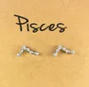 12 Constellations Metal Diamonds Stud Earrings Silver Gold Zodiac Sign Earring Jewelry with Gift Card