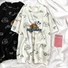 Kimutomo cute cartoon afdrukken lange korte mouwen t-shirt zomer Japanse stijl vrouwelijke O-hals tops uitloper casual 210521