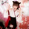 Ethnic Clothing Japanese Kimono Woman 2pcs Sets Black White Top Cat Embroidery Skirt Asian Yukata Haori Cosplay Party Costumes