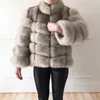 100% true fur coat Women's warm and stylish natural fox fur jacket vest Stand collar long sleeve leather coat Natural fur coats 210927