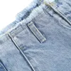 Farbverlauf Passende Raw Jeans Damen Frühling Hohe Taille Mode Gerade Denim Breite Bein Hosen Weibliche 5B590 210427