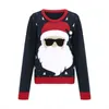 Suéter de punto con cabeza de Papá Noel de Navidad lindo y feo para mujer, suéter de cuello redondo, suéter suelto de Navidad Y1118