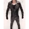 Idopy мужская искусственная кожаная куртка заклепки шипованная стройная подтяжка отворотный воротник мотоцикл верхняя одежда пальто для мужчин 2111111